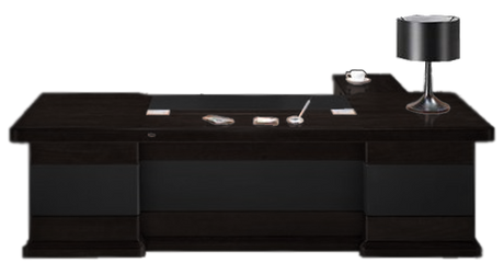 Luxury Executive Desk Black Leather Detailing - With Pedestal and Return - 2400mm / 2600mm / 2800mm - U9C241