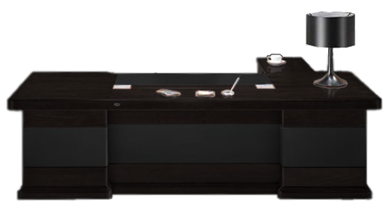 Luxury Executive Desk Black Leather Detailing - With Pedestal and Return - 2400mm / 2600mm / 2800mm - U9C241