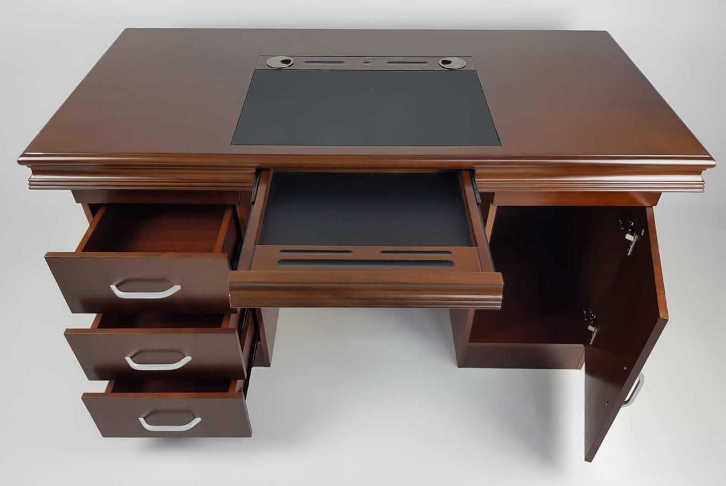 Executive Home Office Desk In Light Walnut Veneer - 1400mm - UBA141