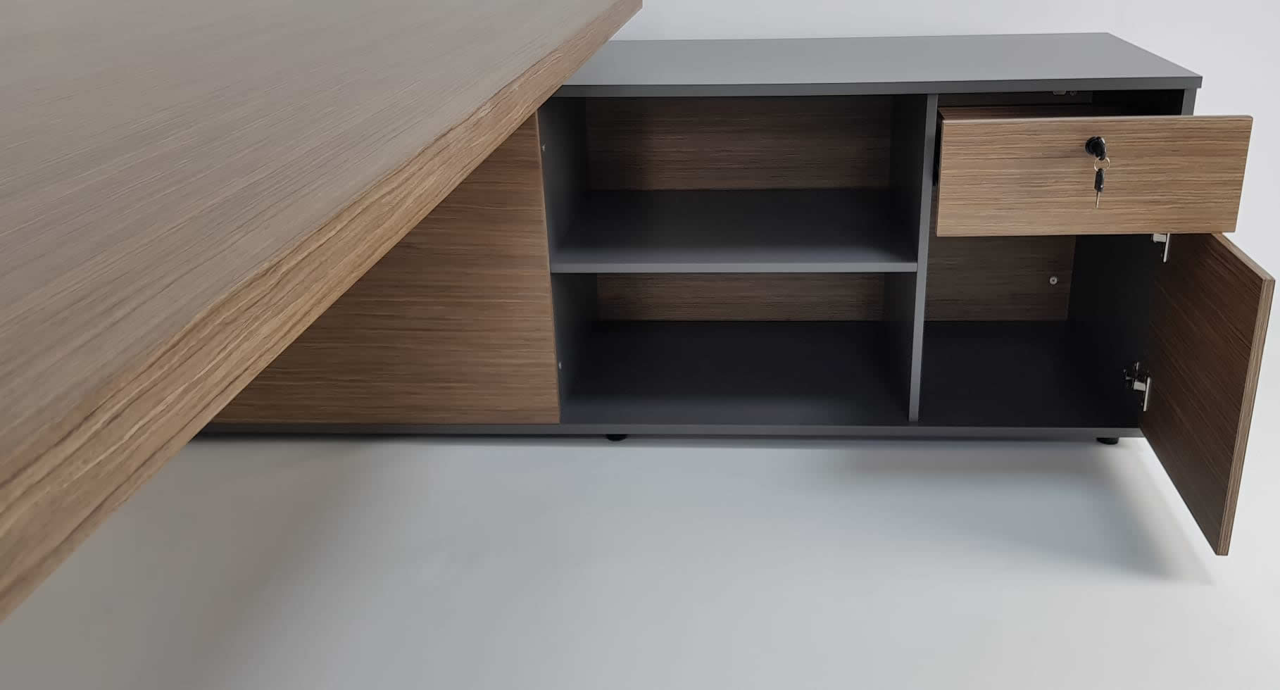 Light Walnut with Grey Executive Office Desk - DES-B06U