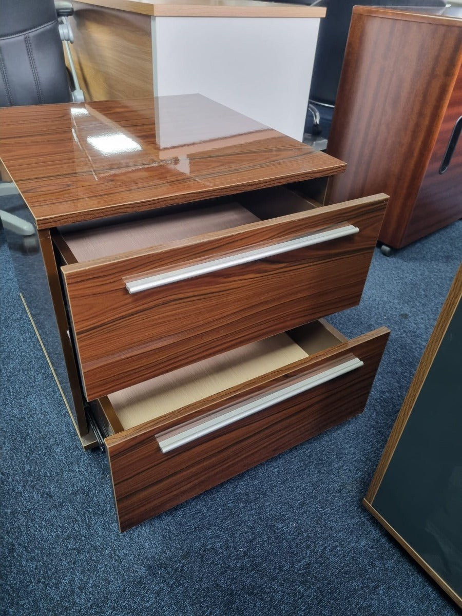 Walnut and Chocolate Modern Stepped Design Executive Desk Set JRE201
