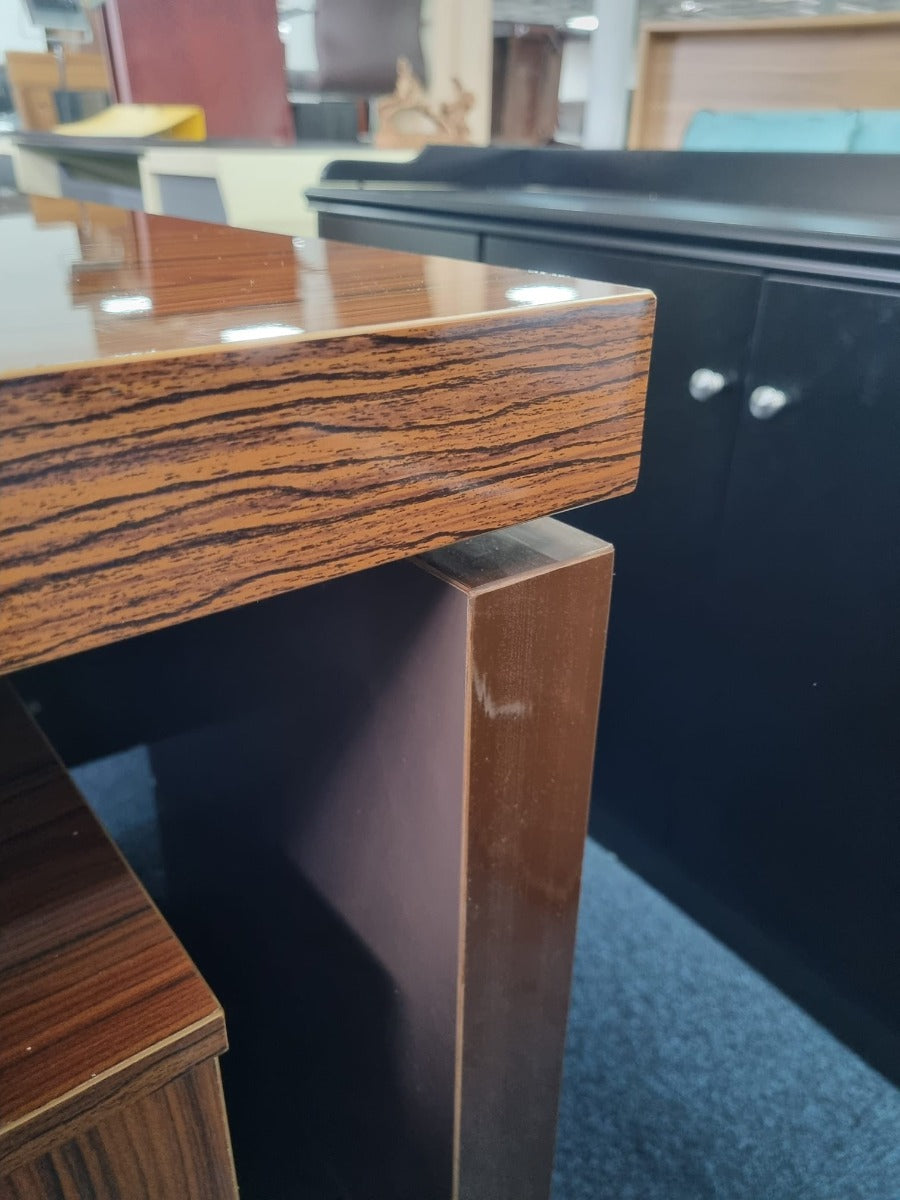 Walnut and Chocolate Modern Stepped Design Executive Desk Set JRE201