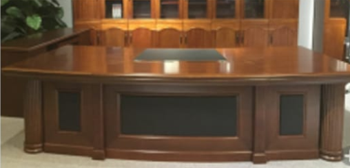Large Walnut Executive Office Desk Real Wood Veneer and Black Leather - DSK-2803-2800