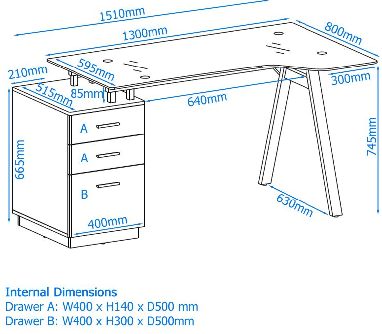 L shaped glass discount desk with drawers