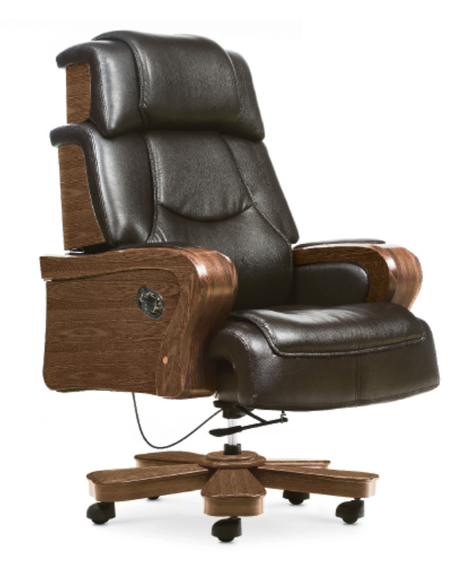 Large Executive Leather Boss Chair with Wooden Arms - JK-5A