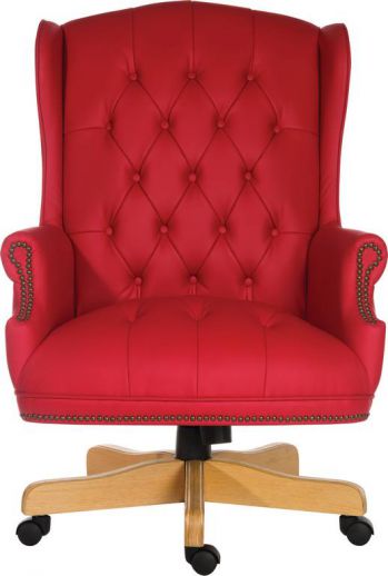 Traditional Chesterfield Red Leather Executive Chair - CHAIRMAN-ROUGE