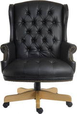 Traditional Chesterfield Black Leather Executive Chair - CHAIRMAN-NOIR