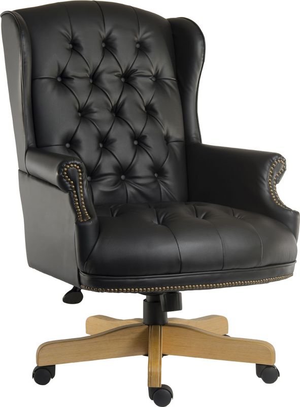 Traditional Chesterfield Black Leather Executive Chair - CHAIRMAN-NOIR