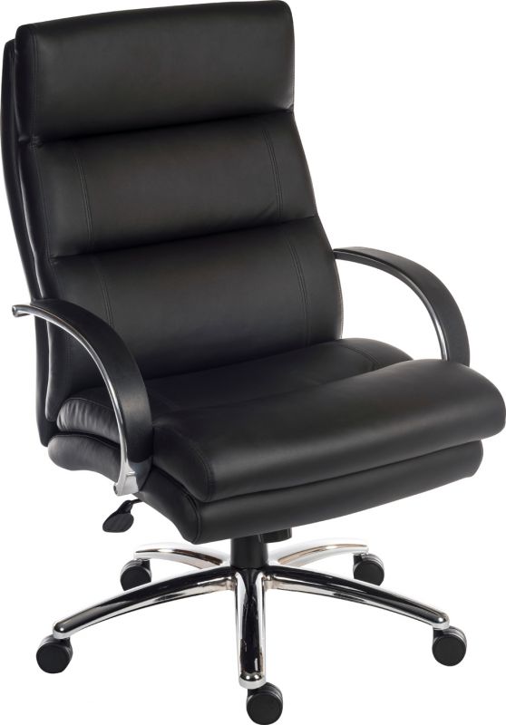 Heavy Duty Black Leather Look Office Chair - SAMSON