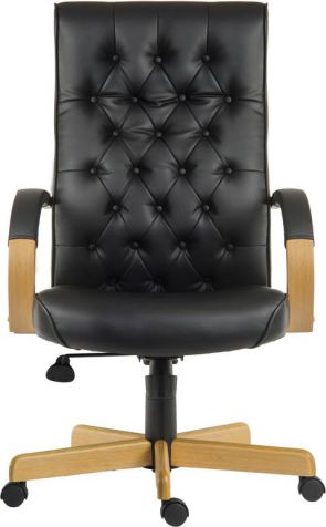 Traditional Black Bonded Leather Executive Office Chair - WARWICK-NOIR