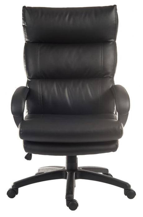 Soft Padded Black Leather Look Office Chair - LUXE