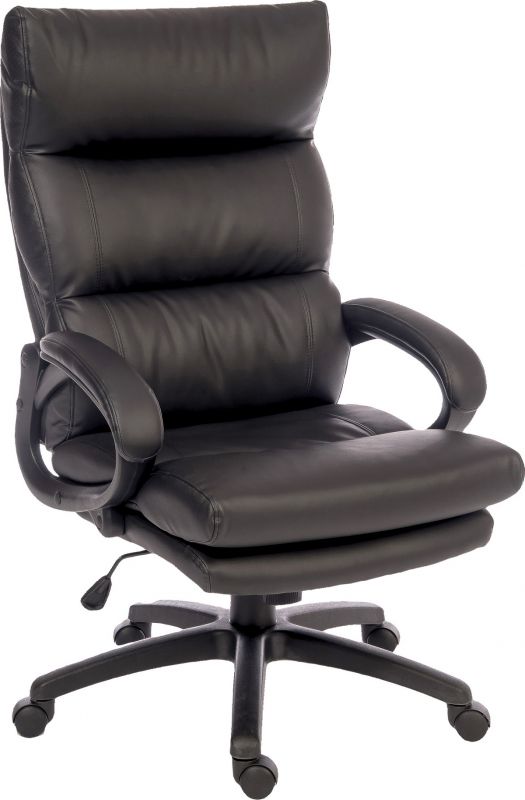 Soft Padded Black Leather Look Office Chair - LUXE