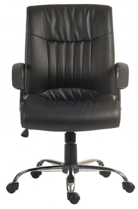 Black Leather Swivel Office Chair - MILAN