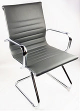 Modern Grey Leather Eames Style Cantilever Visitor Chair - HB-E13