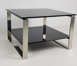 Double Shelf Black Glass Coffee Table - JDBLG-2