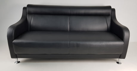 Contemporary Black Leather Three Seater Sofa - F082S