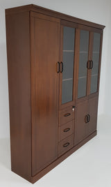 Real Wood Veneer Walnut Four Door Executive Bookcase - 1861A-4DR