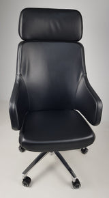 High Back Black Leather Executive Office Chair with Seat Slide - CHA-1823A