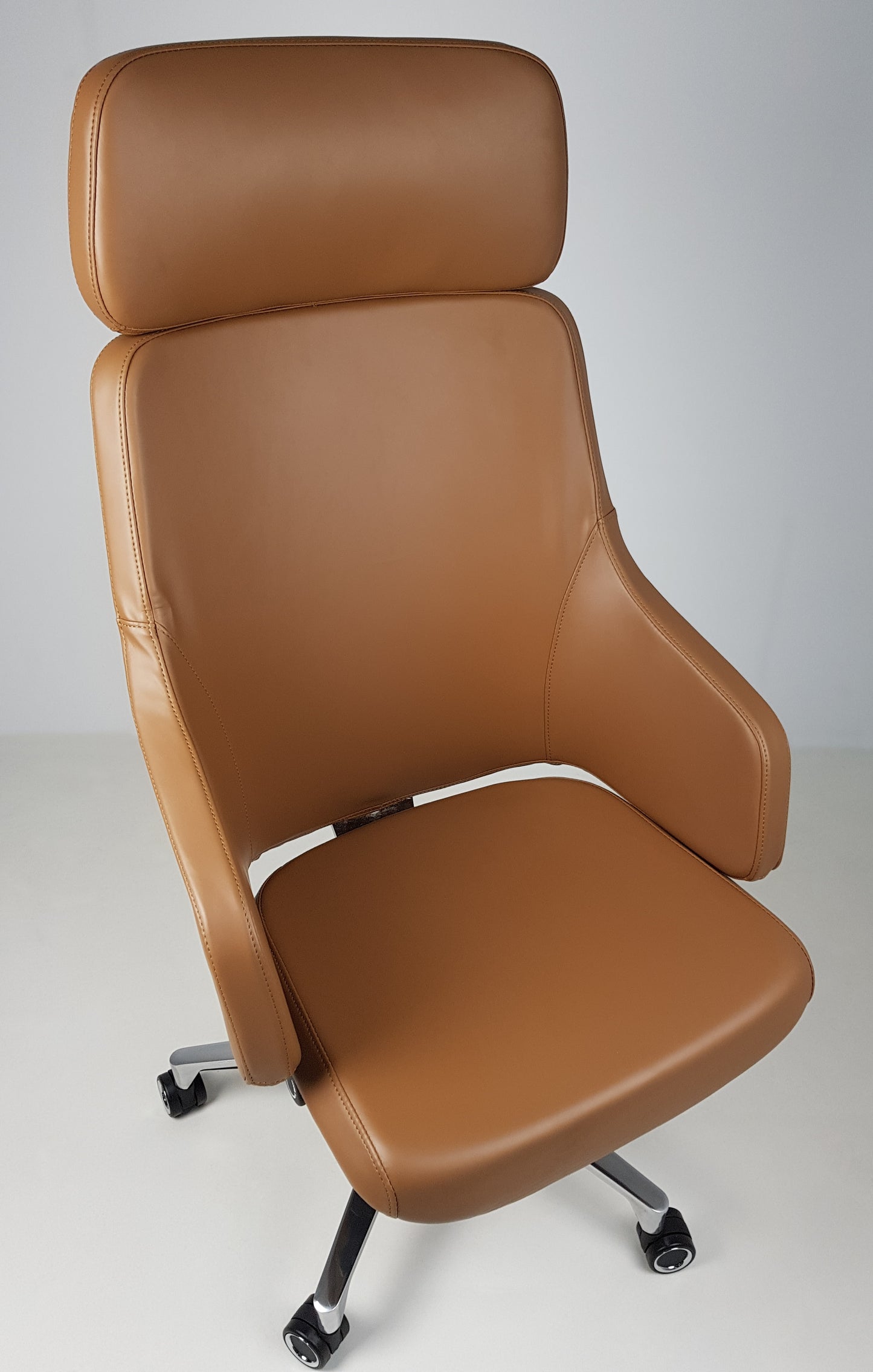 High Back Tan Leather Executive Office Chair with Seat Slide - CHA-1823A