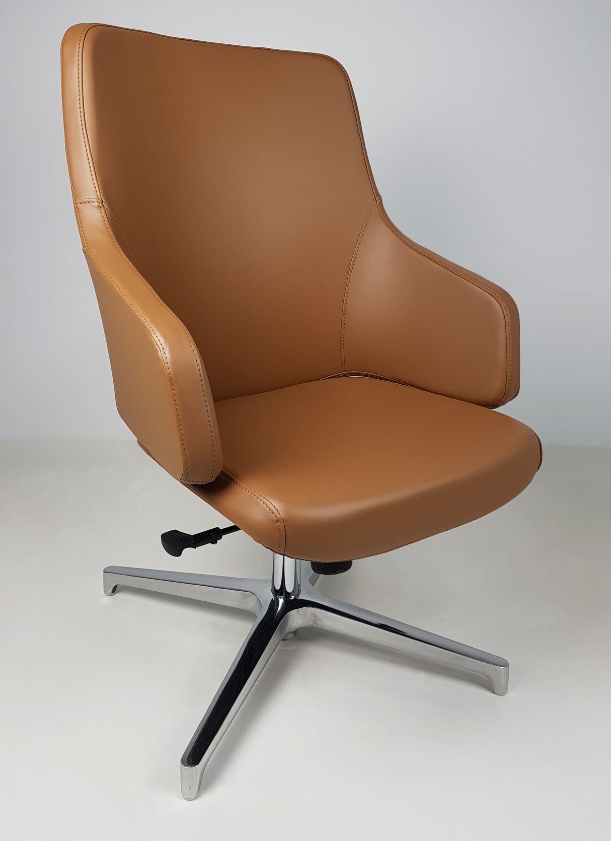 Tan Leather Visitor Office Chair with Seat Slide - CHA-1823C