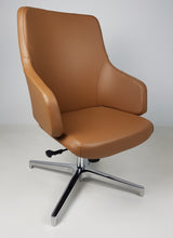 Tan Leather Visitor Office Chair with Seat Slide - CHA-1823C