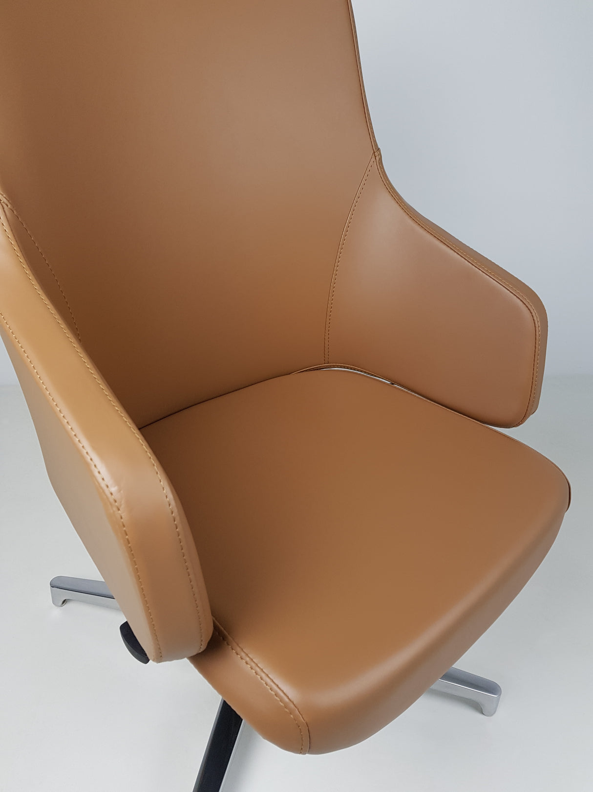 Tan Leather Visitor Office Chair with Seat Slide - CHA-1823C