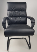 Black Leather Soft Padded Visitor Chair - CHA-K35-2