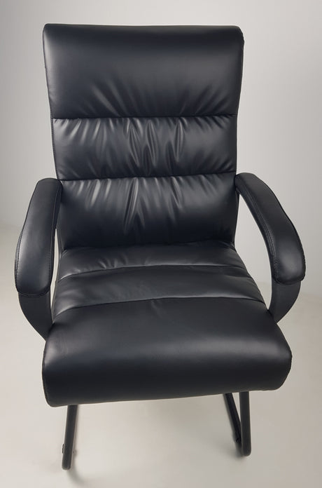 Black Leather Soft Padded Visitor Chair - CHA-K35-2