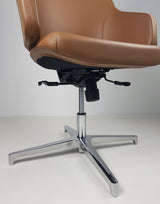 Tan Leather Visitor Office Chair with Seat Slide - CHA-1823C