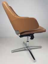 Tan Leather Visitor Office Chair with Seat Slide - CHA-1823C