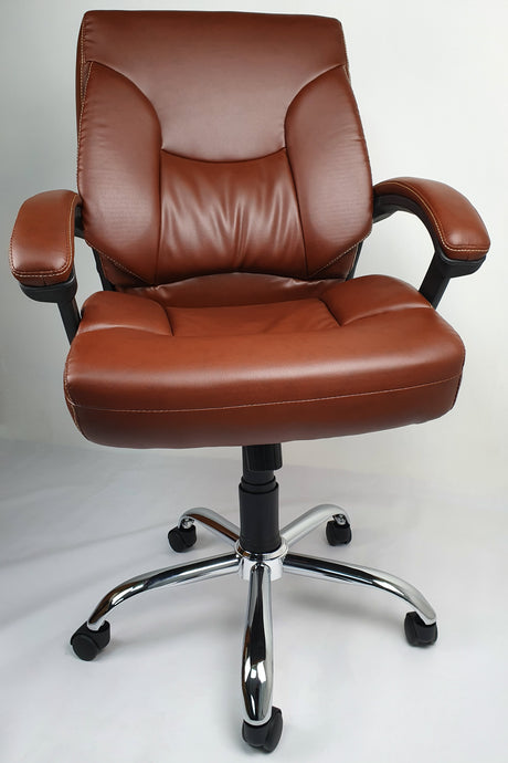 Medium Back Brown Leather Office Chair - HF459-1