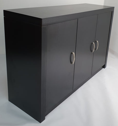 Quality Executive Three Door Office Cupboard Credenza in Black Ash - BG-892