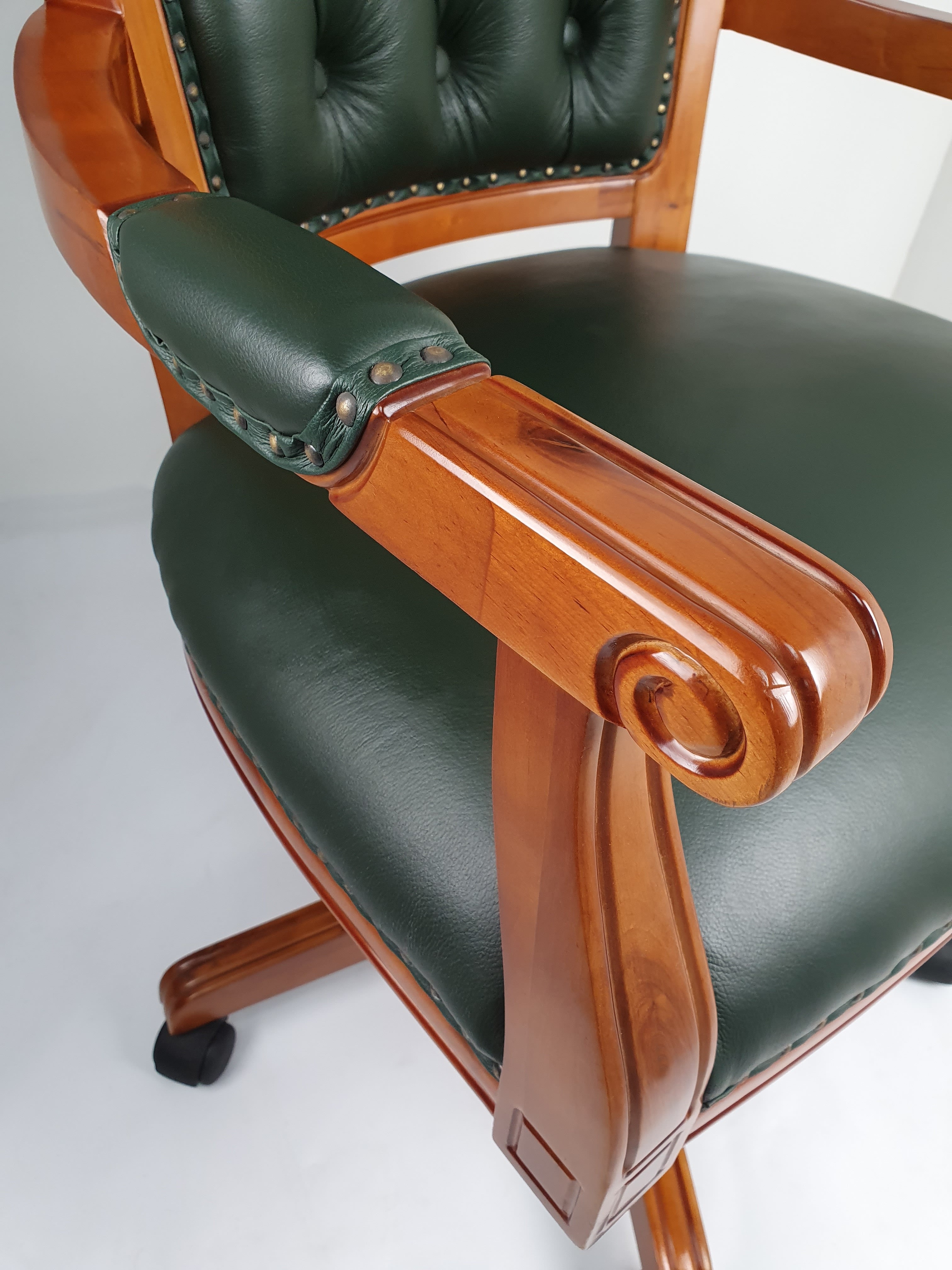 Green leather captains online chair