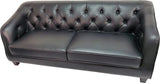 Chesterfield Buttoned Black Leather Executive Sofa Set