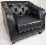 Chesterfield Buttoned Black Leather Executive Sofa Set