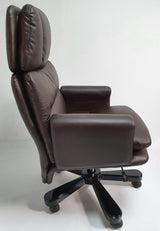 Luxury High Back Office Chair In Brown Genuine Leather - DES-A019