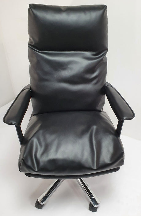 Black Leather Soft Padded Executive Office Chair - HB-SP-210