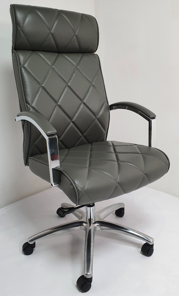 Grey leather executive online office chair