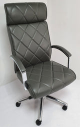 Modern Grey Genuine Hide Leather Executive Office Chair - ZMA-217