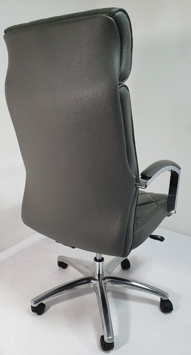 Modern Grey Genuine Hide Leather Executive Office Chair - ZMA-217
