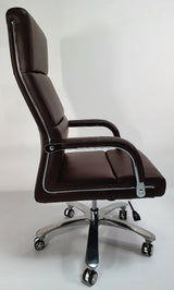 Brown Leather Chrome Frame Deep Padded Executive Office Chair - HB1817-B