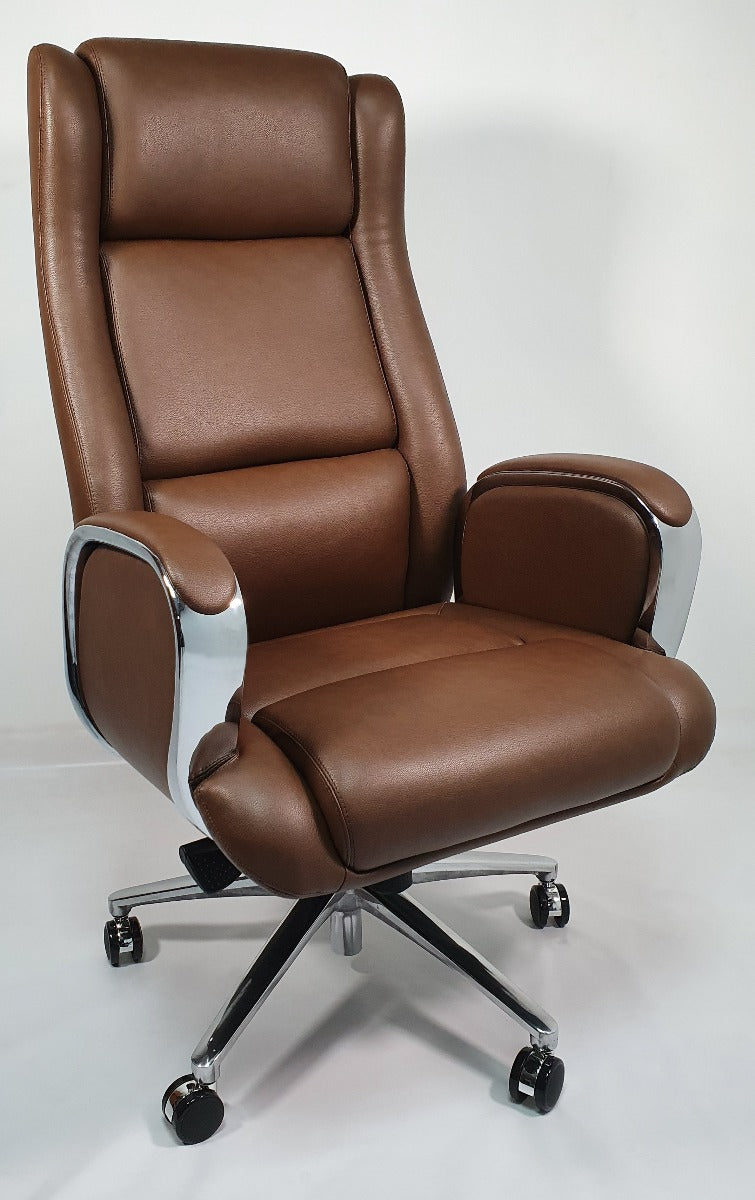 Leather and deals chrome office chair