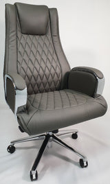 Grey Leather Executive Office Chair - CHA-1202A