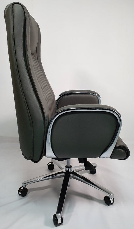 Grey Leather Executive Office Chair - CHA-1202A