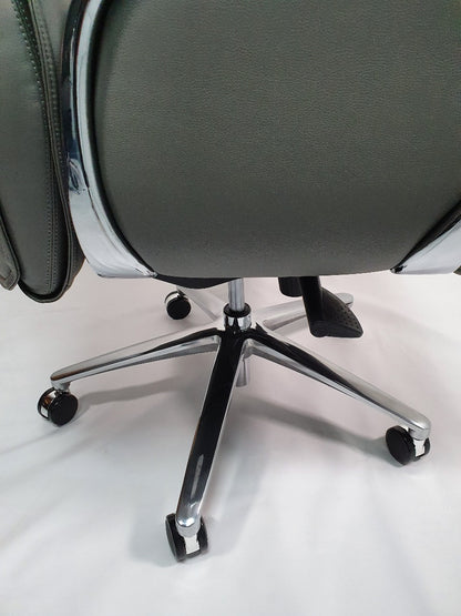Grey Leather Executive Office Chair - CHA-1202A