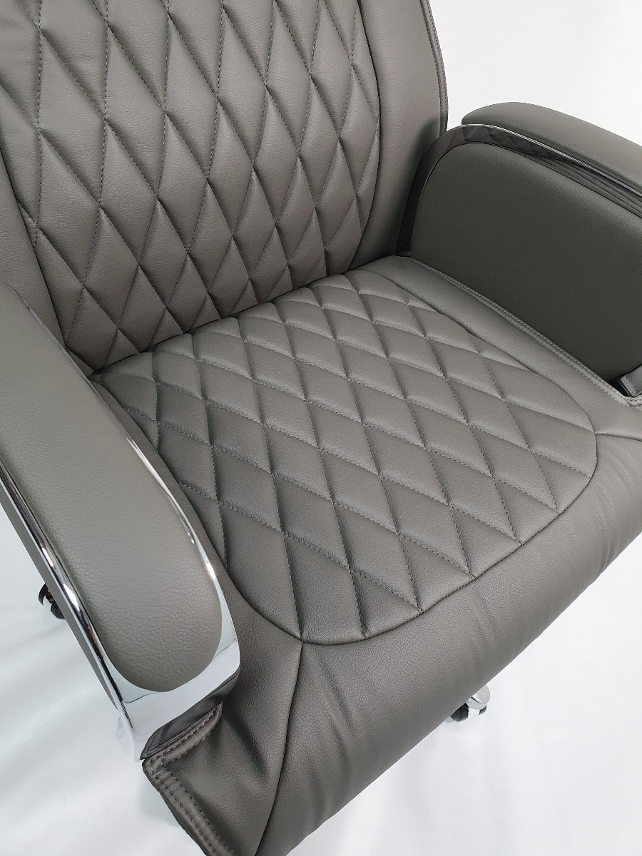 Grey Leather Executive Office Chair - CHA-1202A