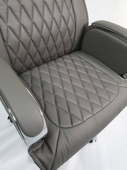 Grey Leather Executive Office Chair - CHA-1202A