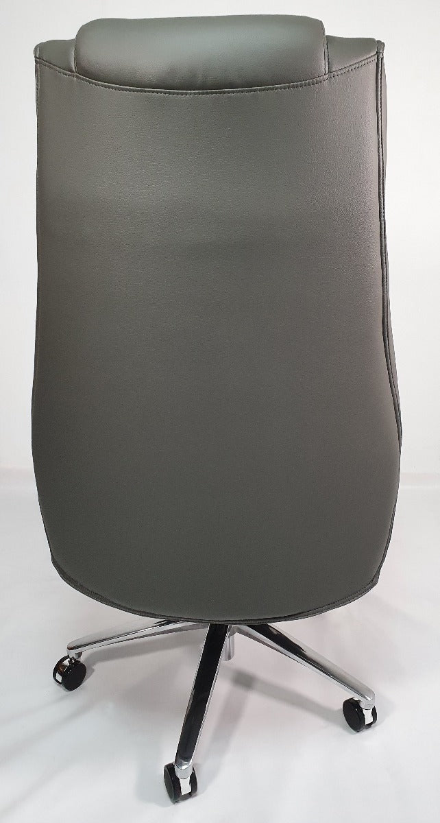 Grey Leather Executive Office Chair - CHA-1202A