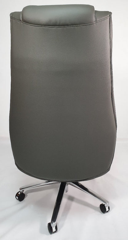 Grey Leather Executive Office Chair - CHA-1202A
