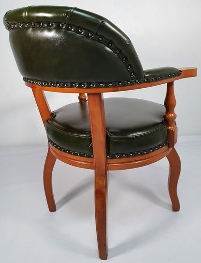 Genuine Green Leather Captains Visitor Chair - T238